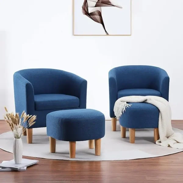 Accent Chair, Mid Century Modern Chair with Ottoman - Image 16