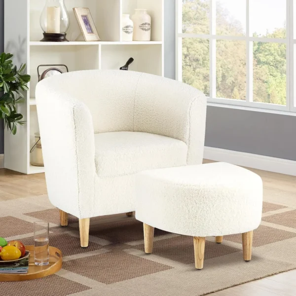 Accent Chair, Mid Century Modern Chair with Ottoman - Image 19