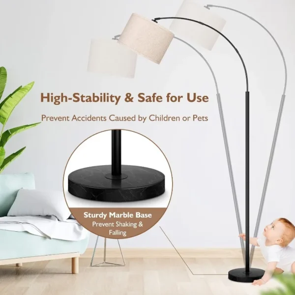 Modern Standing Lamp with Adjustable Hanging Drum Shade - Image 4