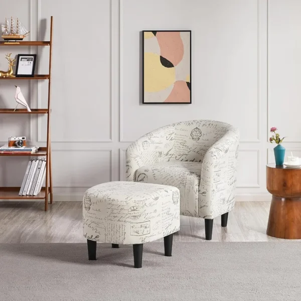 Fabric Accent Armchair with Footstool - Image 9