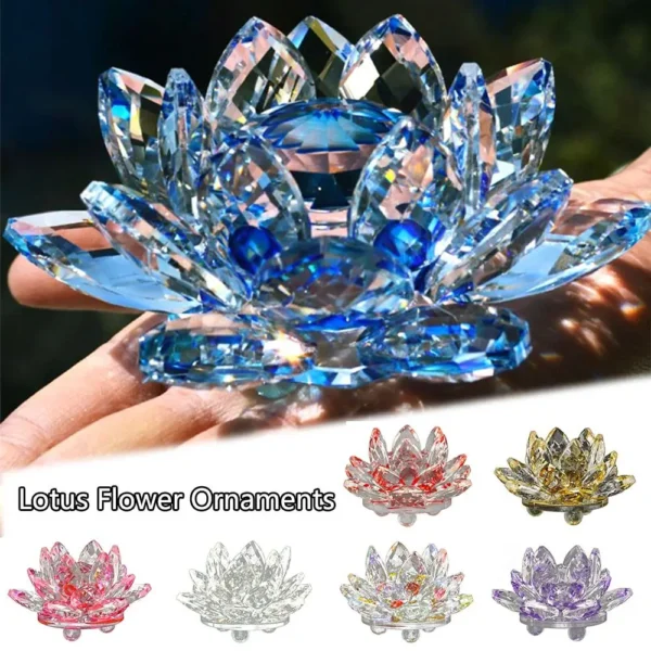 Crystal Lotus Flower Figurine Glass