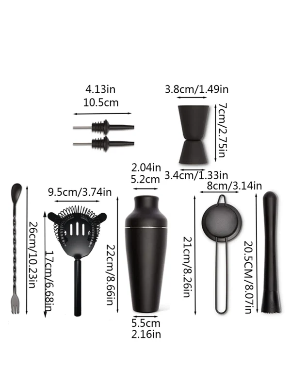 8Pcs Matte Black Cocktail Shaker - Image 3