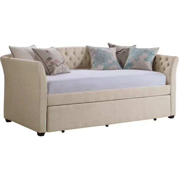 Upholstered Twin Daybed with Trundle and Tufted Button - Image 3