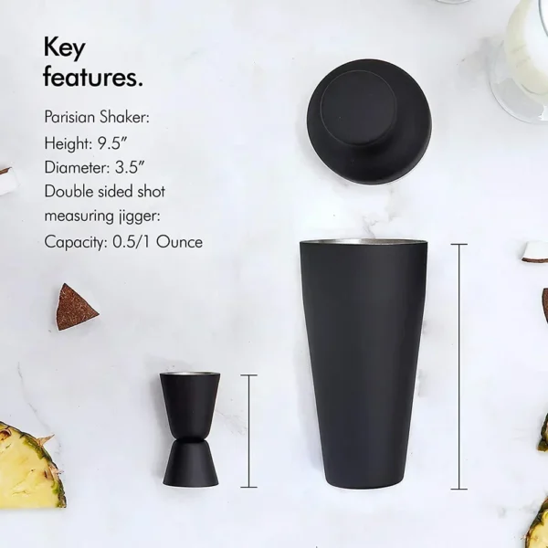 8Pcs Matte Black Cocktail Shaker - Image 4