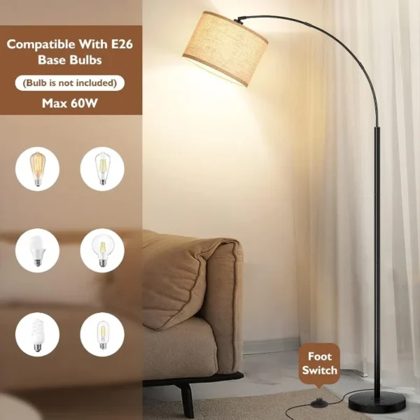 Modern Standing Lamp with Adjustable Hanging Drum Shade - Image 5