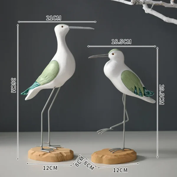 2pcs Nautical Beach Seagull Sculpture wooden Figurines - Image 4