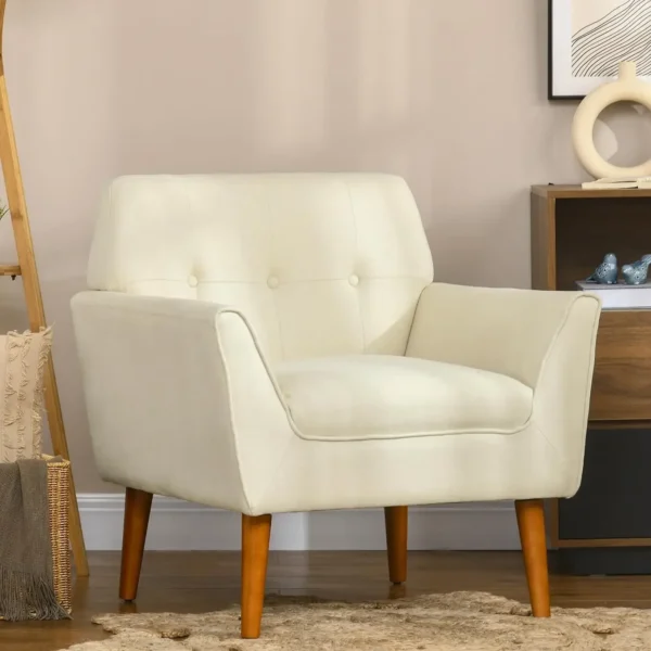 Armchair with Button Tufted Straight Back