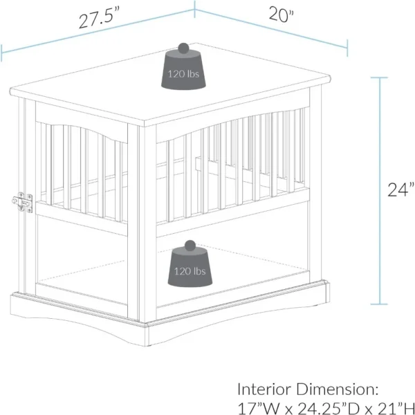 Wooden Medium Pet Crate, End Table, Espresso - Image 8