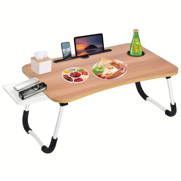 Foldable Lap Table with Cup Holder Drawer - Image 4