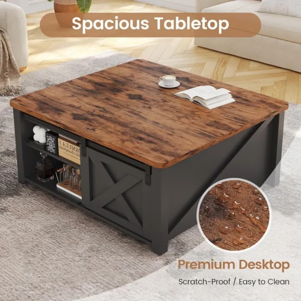 Coffee Table Black able 31.5" Lift Top with Storage - Image 4