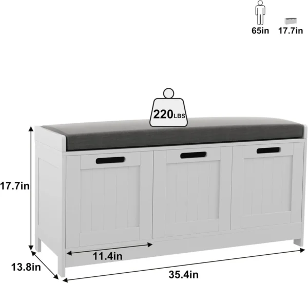 Entryway Bench with Cushioned Seat - Image 5