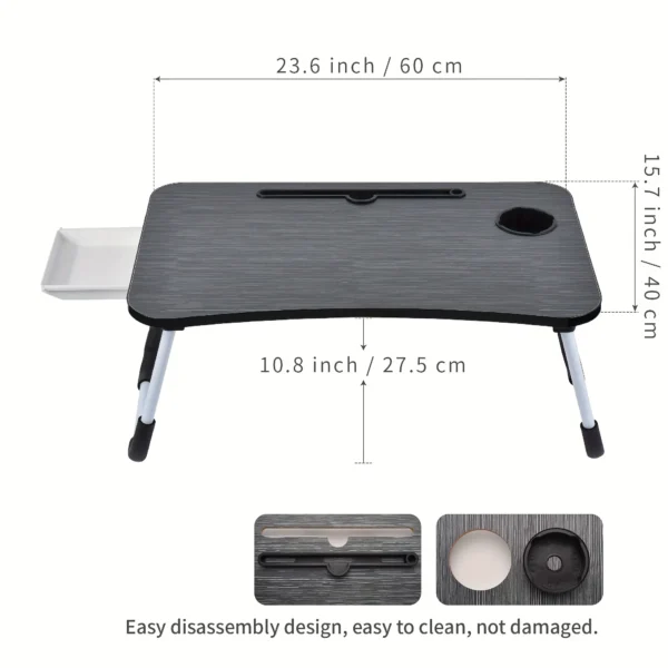 Foldable Lap Table with Cup Holder Drawer - Image 2