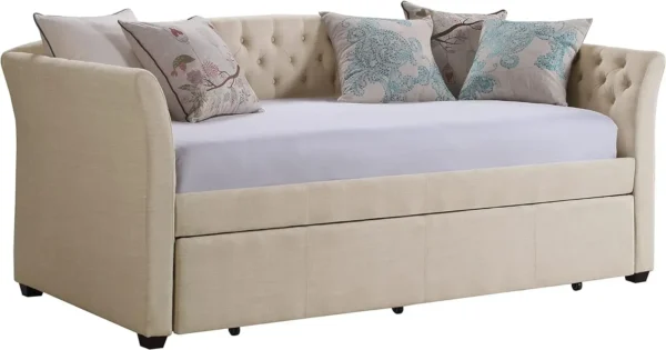 Upholstered Twin Daybed with Trundle and Tufted Button - Image 8