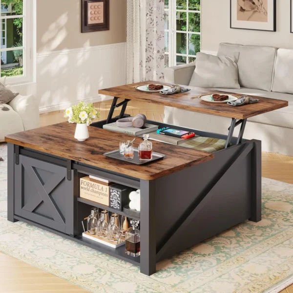 Coffee Table Black able 31.5" Lift Top with Storage - Image 7