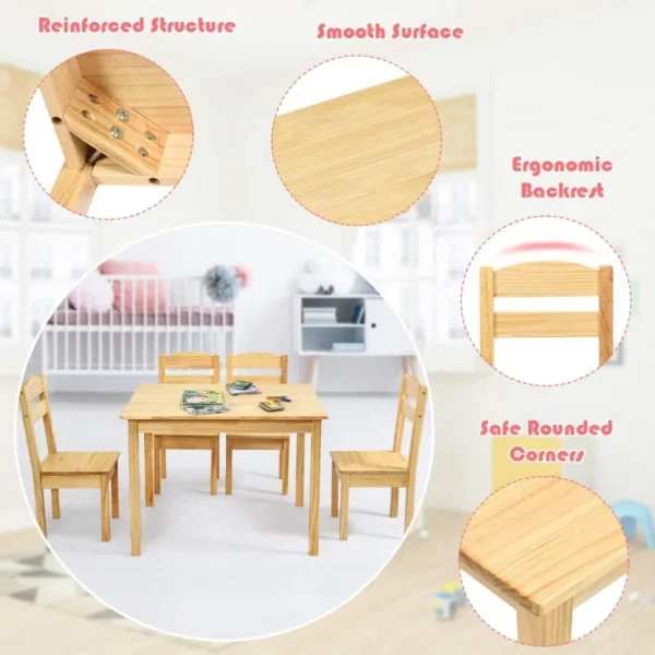 5 Piece Wood Activity Table & Chairs for Children - Image 8