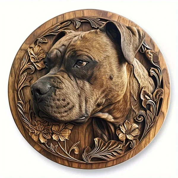 Round Wood Dog Sign - Image 13