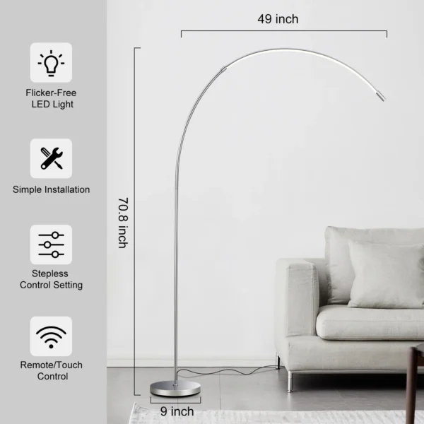 70.8" Modern LED Arc Floor Lamp - Image 6