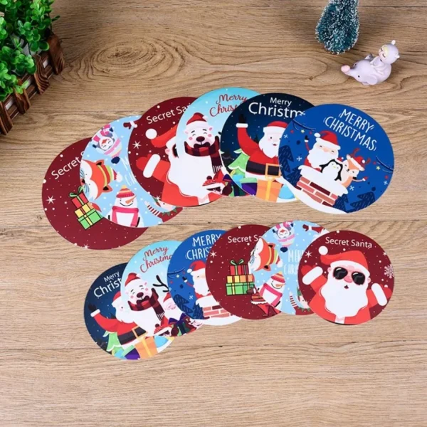 10Pcs/set Merry Christmas Round Cup Mat Table Placemats Coaster Anti-slip