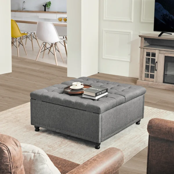 Large Square Storage Ottoman Bench