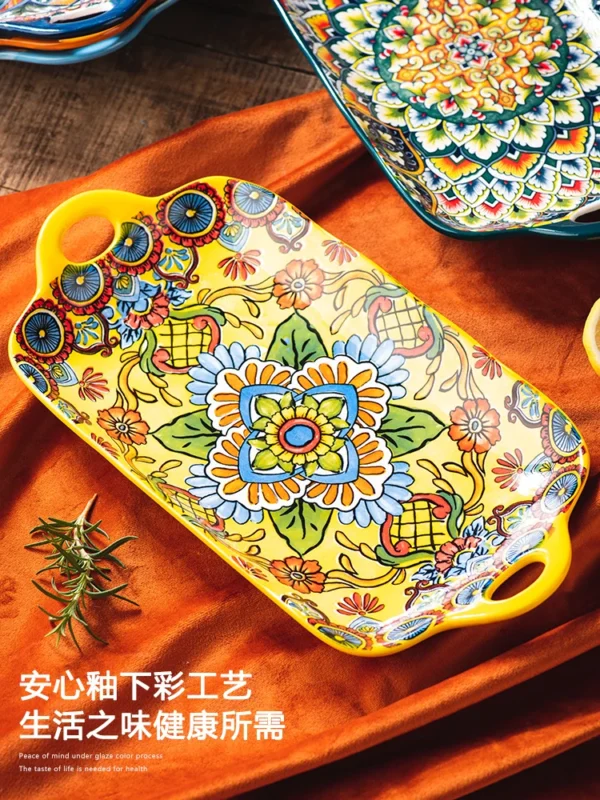 Bohemian Ceramic Serving Dish - Image 3