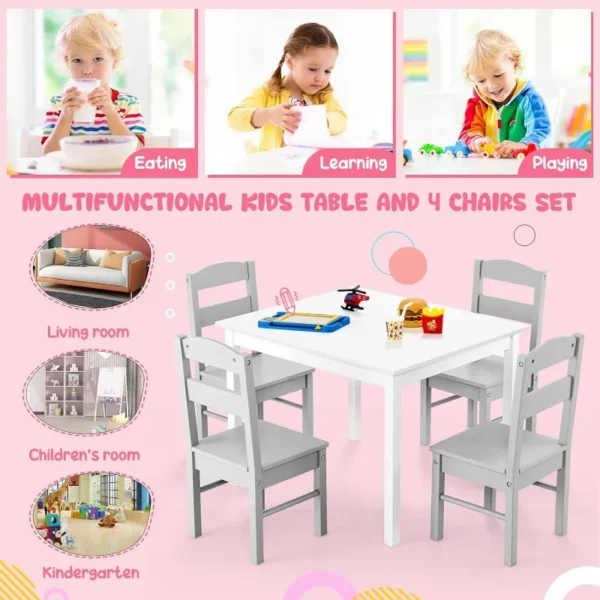 5 Piece Wood Activity Table & Chairs for Children - Image 16