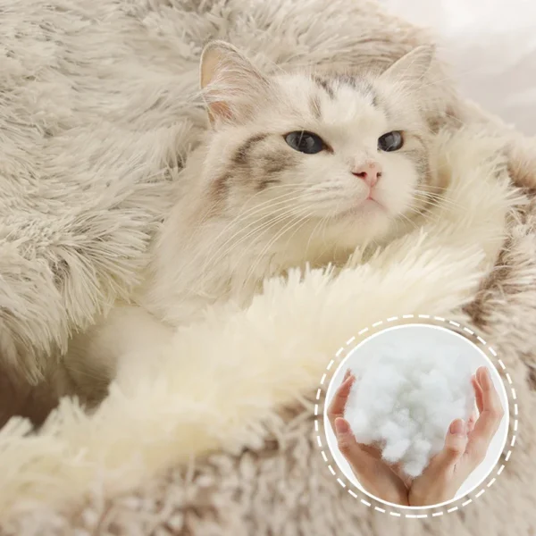 Winter Long Soft Plush Round Cat Bed - Image 5