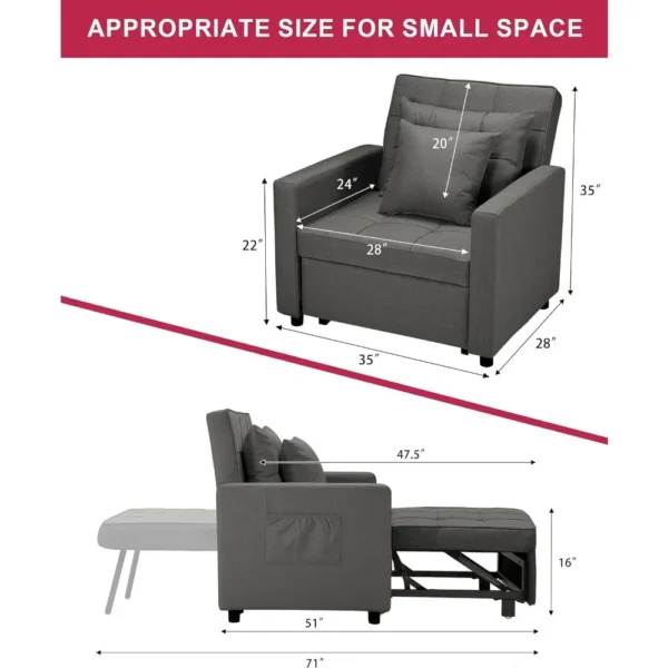 Convertible Chair Sleeper Bed - Image 2