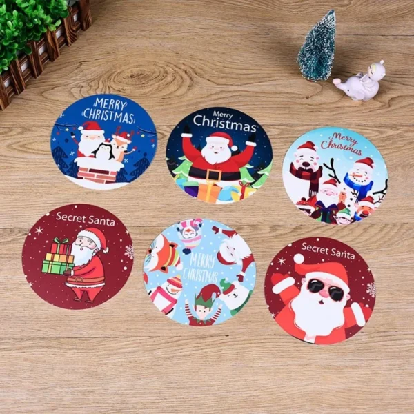 10Pcs/set Merry Christmas Round Cup Mat Table Placemats Coaster Anti-slip - Image 2