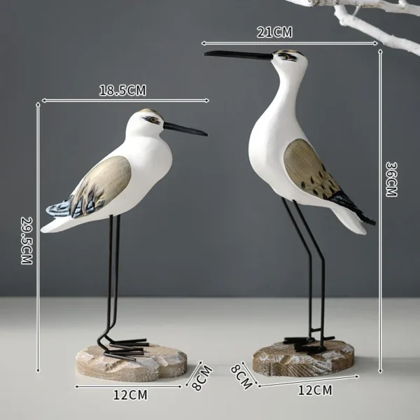 2pcs Nautical Beach Seagull Sculpture wooden Figurines - Image 5