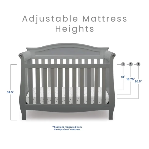 4-in-1 Convertible Baby Crib, Grey - Image 5