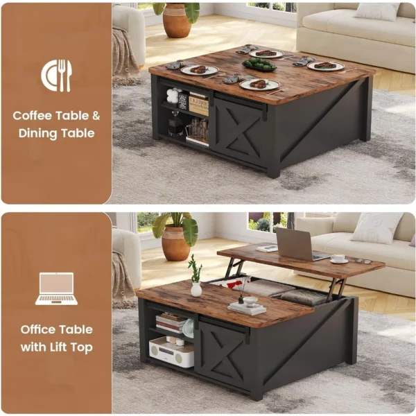 Coffee Table Black able 31.5" Lift Top with Storage - Image 5