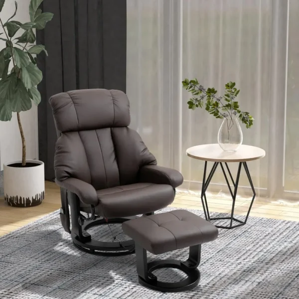 Massage Recliner Chair with Ottoman, 360° Swivel Recliner and Footstool,PU Leather Reclining Chair with Remote Control - Image 2