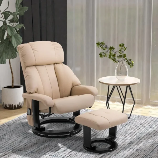 Massage Recliner Chair with Ottoman, 360° Swivel Recliner and Footstool,PU Leather Reclining Chair with Remote Control - Image 14