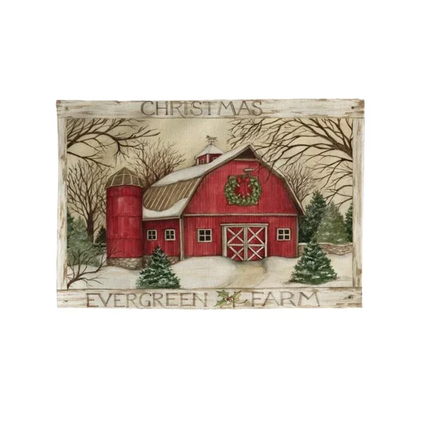 Red Truck Christmas, Dining Table Mats Cotton Linen - Image 3