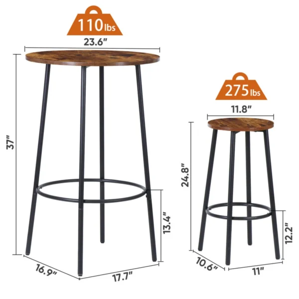 US 3 Piece Pub Dining Set - Image 2