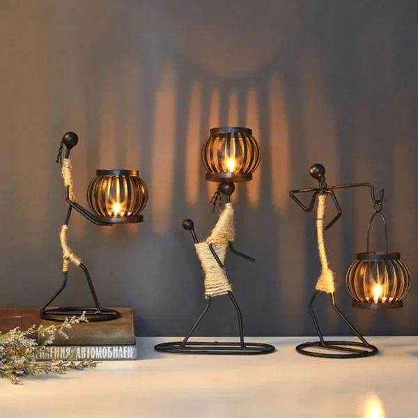 Creative African Iron Candle Holder - Image 2