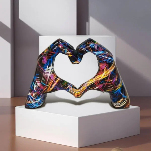 Heart Gesture Sculpture Resin Abstract Hand Love - Image 11