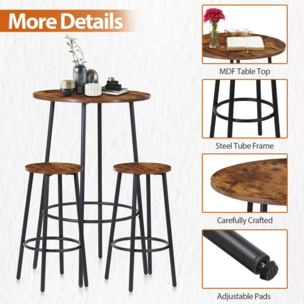 US 3 Piece Pub Dining Set - Image 5