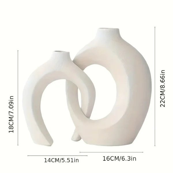 Hollow Nordic Modern Ceramic Vase Set of 2 - Image 5