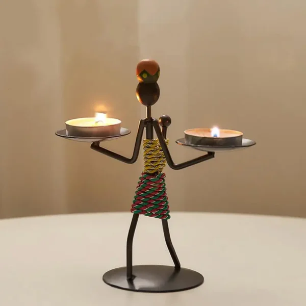 Creative African Iron Candle Holder - Image 4