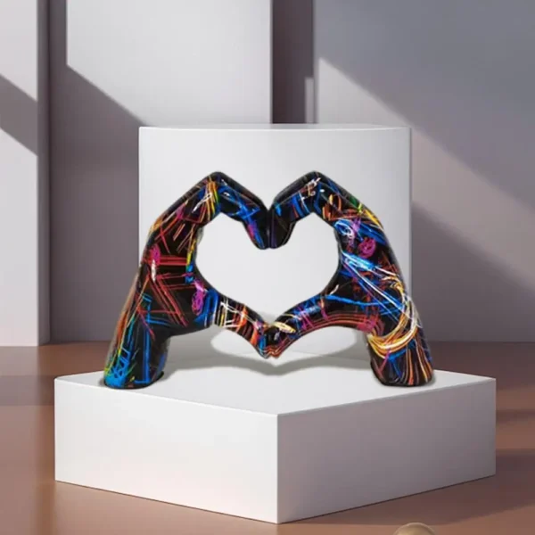 Heart Gesture Sculpture Resin Abstract Hand Love - Image 12