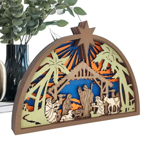 Wooden Nativity Scene Ornament 3D Silhouette - Image 10