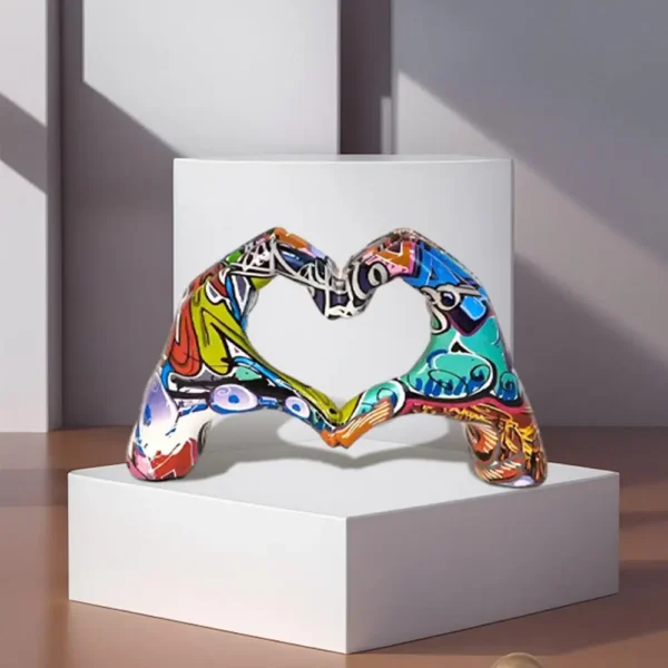 Heart Gesture Sculpture Resin Abstract Hand Love - Image 10