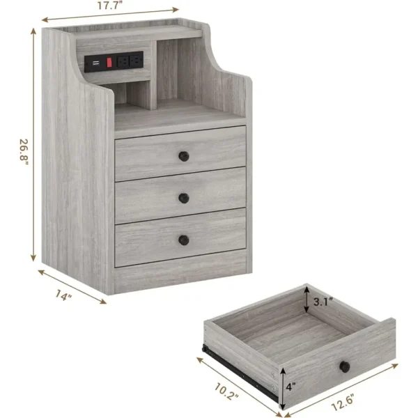 Nightstand with Hutch and Charging Station - Image 12