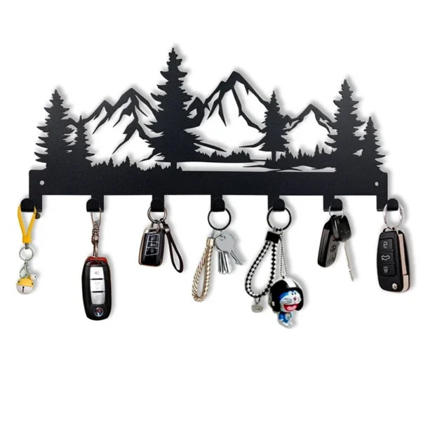 Beautiful mountain forest metal key holder