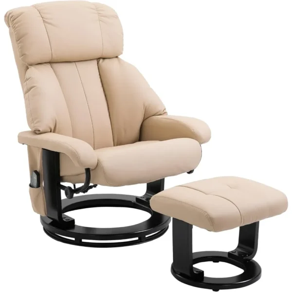 Massage Recliner Chair with Ottoman, 360° Swivel Recliner and Footstool,PU Leather Reclining Chair with Remote Control - Image 13