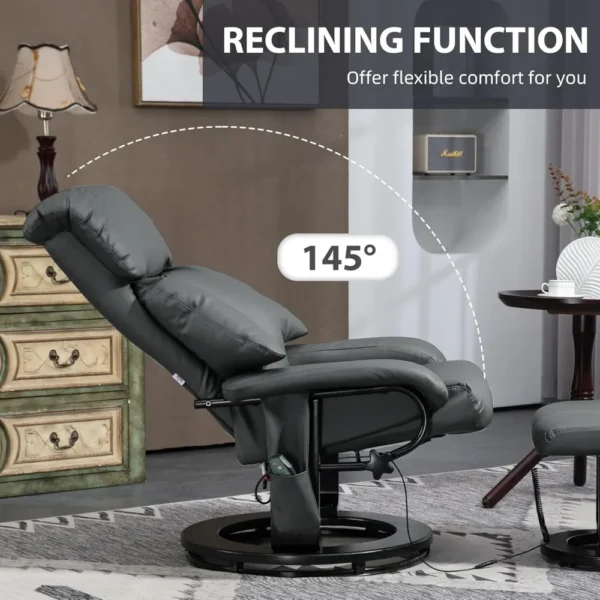 Massage Recliner Chair with Ottoman, 360° Swivel Recliner and Footstool,PU Leather Reclining Chair with Remote Control - Image 26