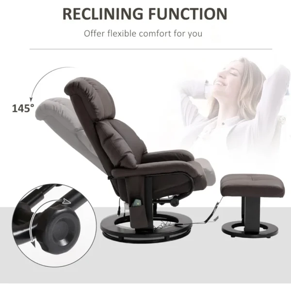 Massage Recliner Chair with Ottoman, 360° Swivel Recliner and Footstool,PU Leather Reclining Chair with Remote Control - Image 5