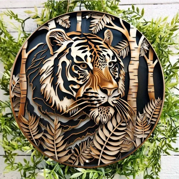 Black Tiger Metal Sign