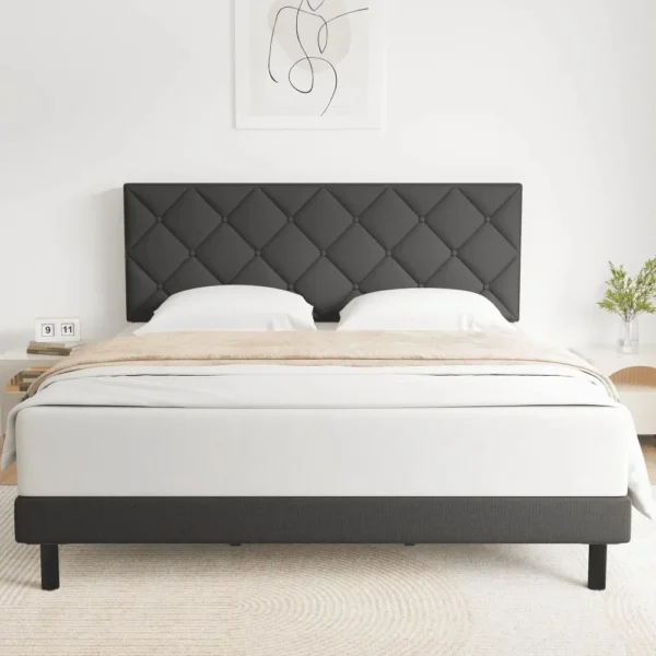 Queen Size bed Frame with Fabric Upholstered Headboard - Image 8